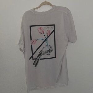 Numbers brand x Tillys white graphic tee skater short sleeve with floral prints